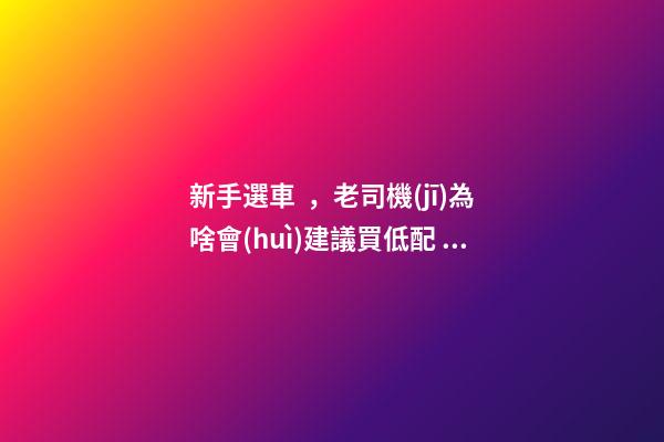 新手選車，老司機(jī)為啥會(huì)建議買低配？都有哪些玄機(jī)？